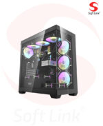 DarkFlash DS900 Panoramic TG Case With 4 DM20 ARGB Fans With GP750 750W 80 Plus Bronze